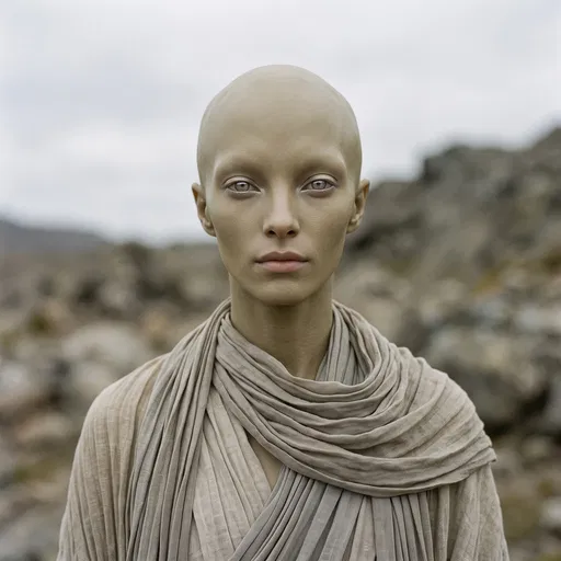 Portrait of Androgynous Humanoid in Linen