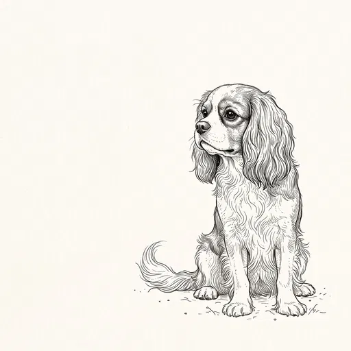Pen and Ink Cavalier Spaniel Illustration