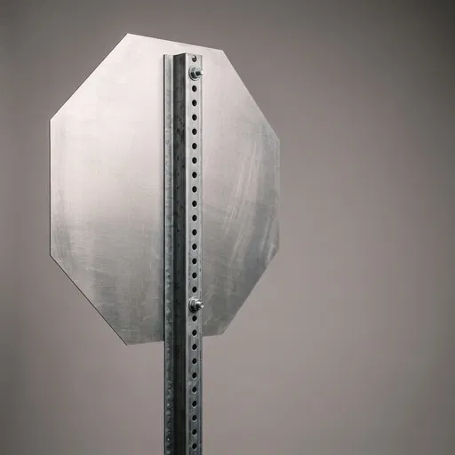 Back of Octagonal Metal Traffic Sign