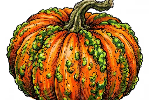 Warty Orange Pumpkin Marker Illustration