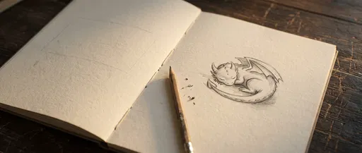 Pencil Sketch of Sleeping Baby Dragon