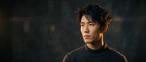 Thoughtful Young East Asian Man Portrait