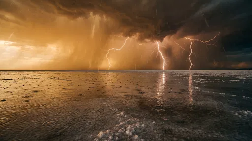 Lightning Storm Over Flooded Salt Flats