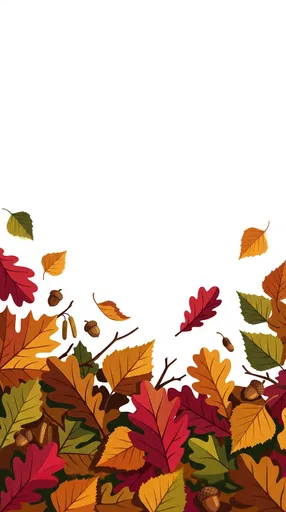 Autumn Leaves Border Illustration on White Background