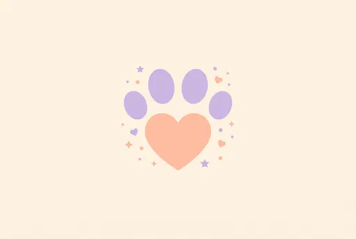 Pastel Heart Puppy Paw Print Illustration
