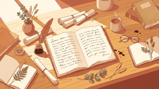 Warm Illustration of Writer Desk and Manuscript