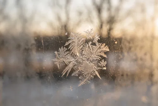 Frost Fern Crystals on Window Glass