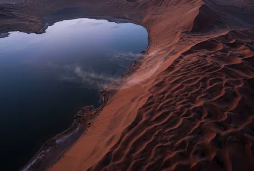 Aerial View of Desert Oasis at Twilight