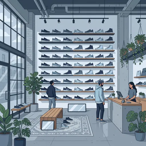 Urban Sneaker Boutique Vector Illustration