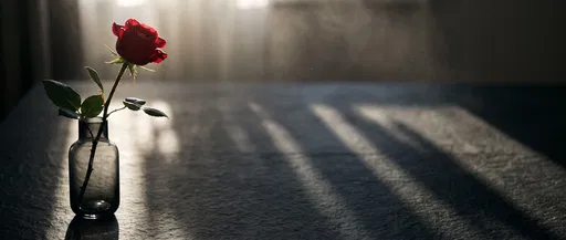 Single Red Rose in Smoked Glass Vase