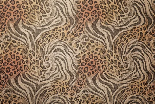 Vintage Engraved Leopard and Zebra Linen Pattern
