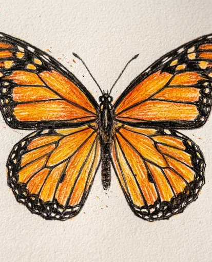 Colored Pencil Monarch Butterfly Drawing