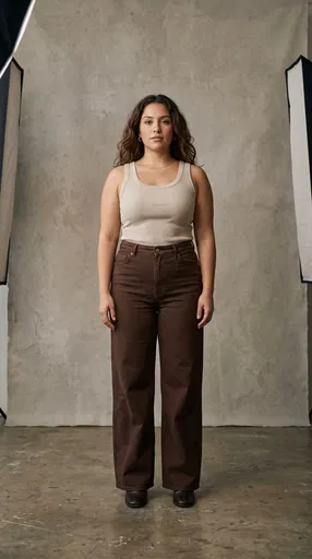 Studio Portrait of Woman in Brown Jeans