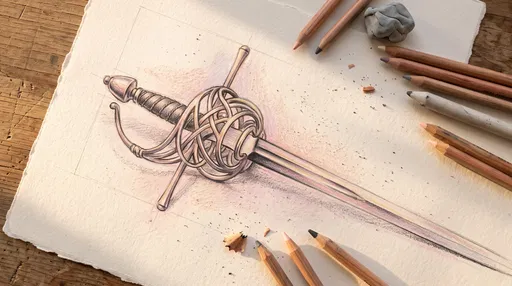 Colored Pencil Drawing of Renaissance Rapier