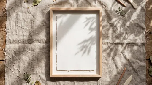 Blank Wooden Frame Mockup on Linen