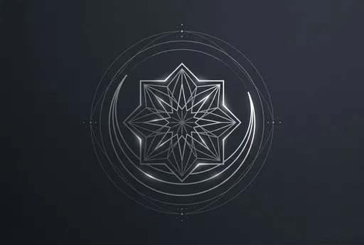Silver Geometric Star and Crescent Emblem