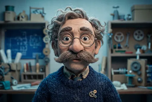 Stop-Motion Clay Inventor Character Portrait