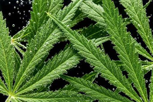 Submerged Cannabis Leaves With Micro Bubbles
