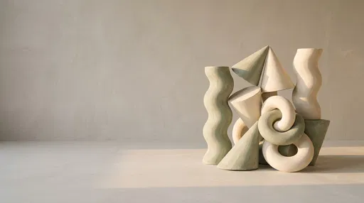Abstract Plaster Geometric Shapes With Copy Space