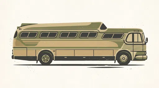 Vintage Streamlined Coach Bus Profile Illustration