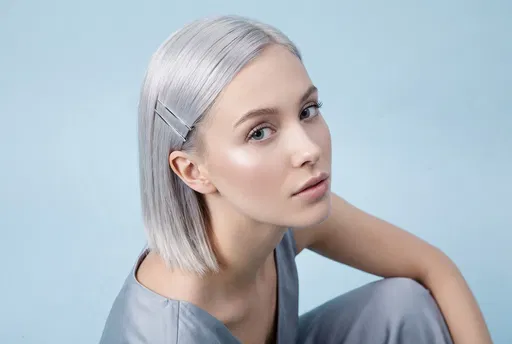 Woman With Icy Platinum Bob Hairstyle