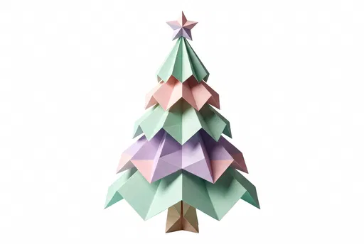 Pastel Origami Christmas Tree Clipart