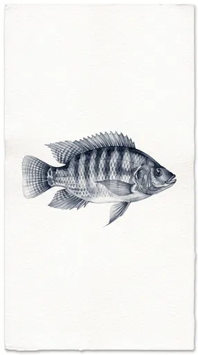 Monochrome Watercolor Nile Tilapia Illustration