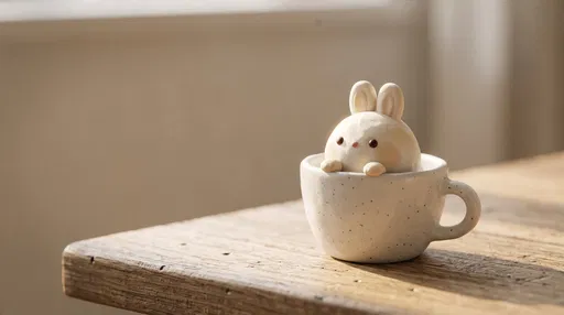 Clay Bunny in Ceramic Teacup