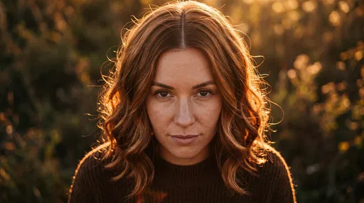 Woman With Wavy Bronze Lob At Sunset