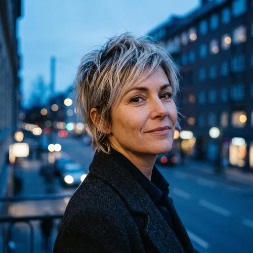 Woman With Textured Bixie Haircut Outdoors