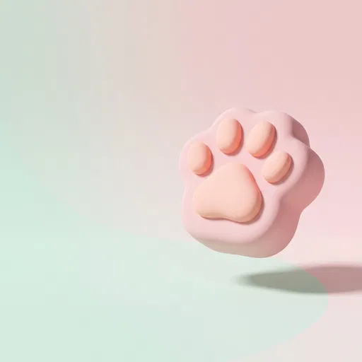 Floating 3D Pastel Cat Paw Icon