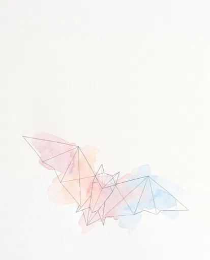 Geometric Bat Drawing With Pastel Watercolor
