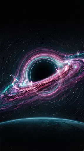Glowing Black Hole Above Planetary Horizon