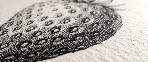 Macro Ink Drawing of a Strawberry