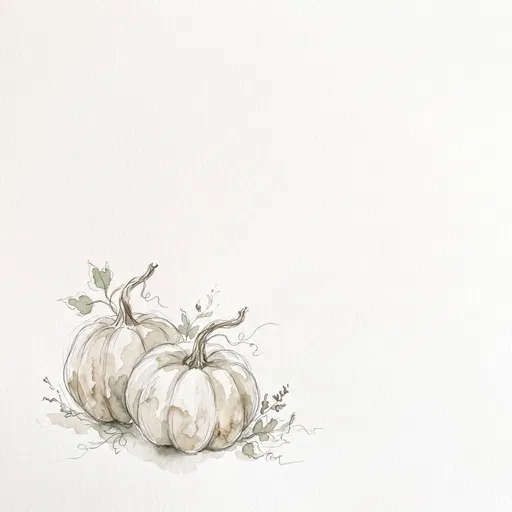 Watercolor Sketch of Two White Pumpkins