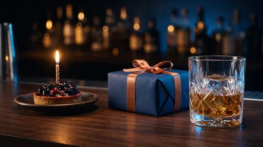 Whiskey Gift and Birthday Tart on Bar