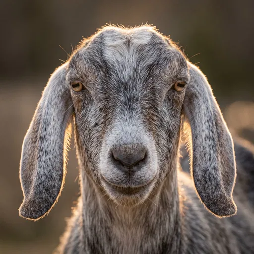 Silver-Roan Nubian Goat Close-Up Portrait