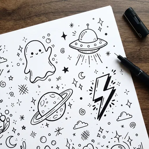 Black Ink Space and Ghost Doodles