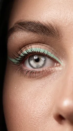 Macro Grey Eye with Pastel Mint Eyeliner