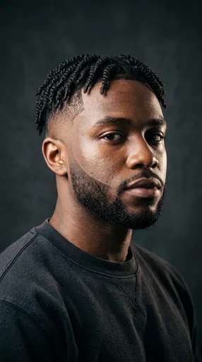 Studio Portrait of Man with Fade Haircut