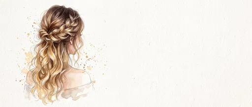 Watercolor Balayage Braided Hairstyle Illustration