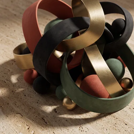 Interlocking Geometric Ribbons and Spheres on Travertine