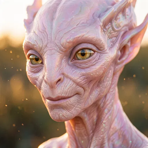 Close-Up Portrait of Pink Extraterrestrial Being