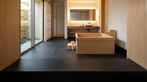 Minimalist Japanese Hinoki Bathroom Interior