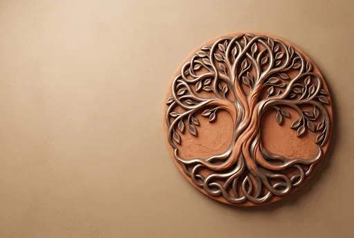 Bronze and Terracotta Tree of Life Emblem