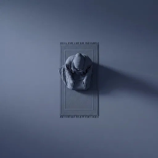 Top-Down Monochrome Render of Woman Praying