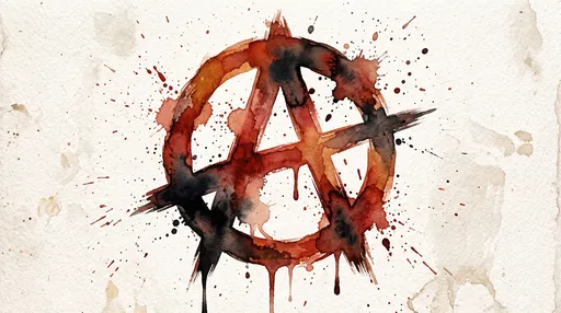 Watercolor Anarchy Symbol on Textured Paper