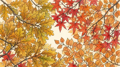 Watercolor Autumn Canopy Leaves Illustration