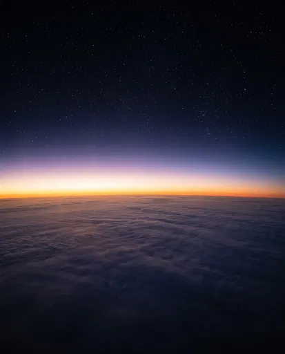 Aerial View Above Clouds at Twilight