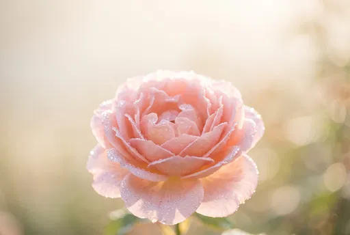 Dewy Blush Pink Garden Rose Close-Up